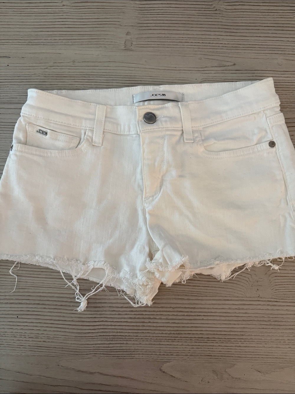 Joe's Jeans White Frayed-Hem Denim Shorts